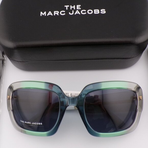 Marc Jacobs Bold Square Wraparound Shades, Green Blue Unique Statement Big 59mm main image 9